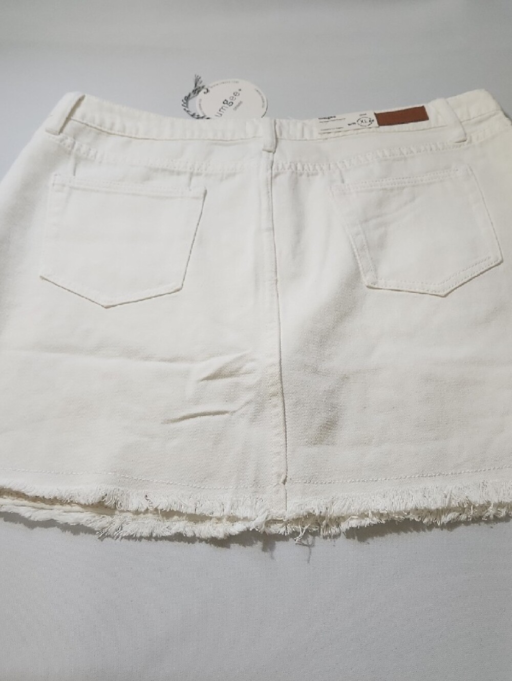 Umgee White Denim Mini Skirt - Clean White With Beautiful Embroidery - Picture 10 of 13